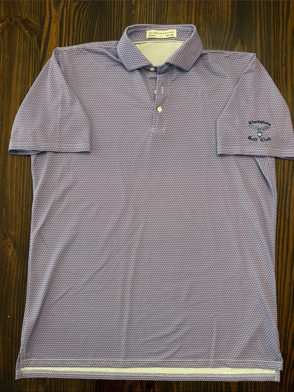 Holderness & Bourne Men's Golf Polo Shirt Pattern Purple Size Large Champions